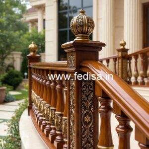 Elegant Brass Wood Staircase Handrails No-0367