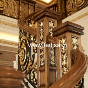 Stylish Brass Wood Balcony Safety Railings No-0369