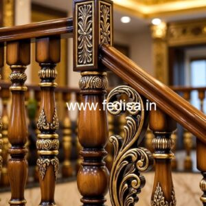 Brass Wood Staircase with Elegant Style No-0376