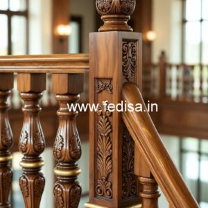 Brass Wood Stair Railings with Rich Finish No-0386