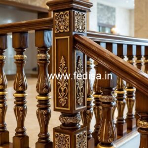 Elegant Brass Wood Staircase Interior Ideas No-0388