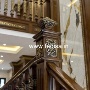 Premium Brass Wood Staircase Design Ideas No-0390