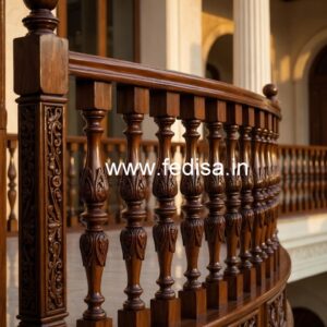 Luxury Brass Wood Balcony Railings with Glass No-0393
