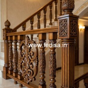 Stylish Brass Wood Stair Railings with Modern Look No-0423