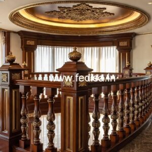 Luxury Brass Wood Staircase Side Rails No-0432