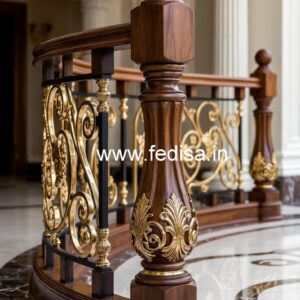 Stylish Brass Wood Staircase Handrail Trends No-0435