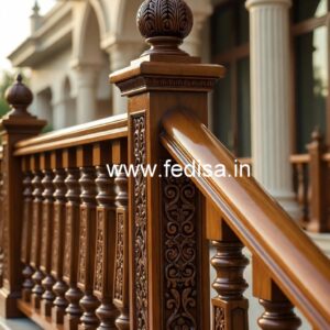 Premium Brass Wood Railings for Modern Villas No-0437