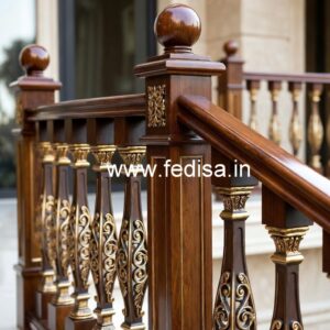 Brass Wood Staircase Decor with Luxury Style No-0438