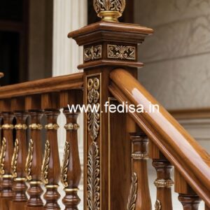 Luxury Brass Wood Handrails with Artistic Design No-0442