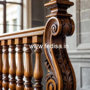 Premium Brass Wood Balcony Railings for Villas No-0448