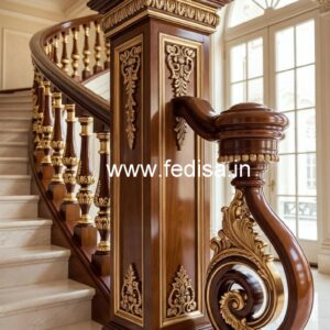 Decorative Brass Wood Staircase Inspiration No-0449