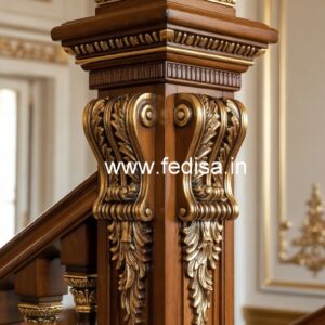 Modern Brass Wood Handrails for Luxury Villas No-0454