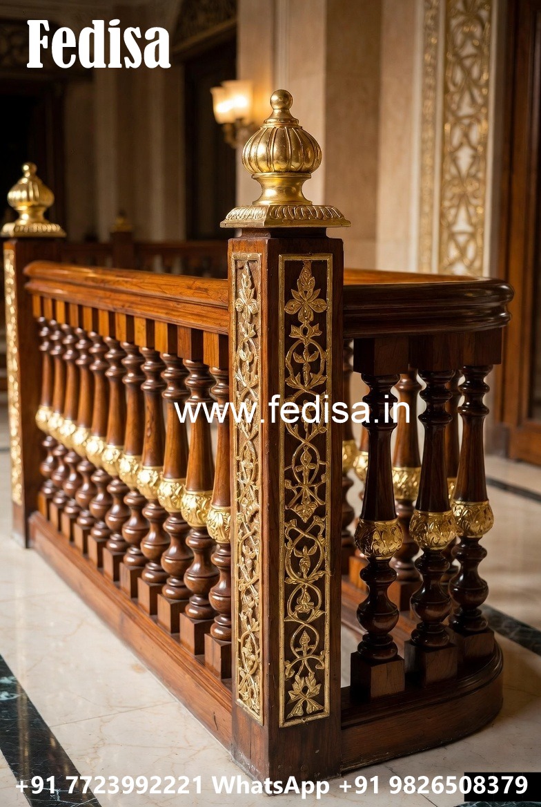 Luxury Brass Wood Handrail Ideas for Homes No-0462