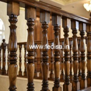Decorative Brass Wood Handrails with Glass Panels No-0472