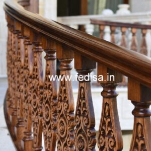 Elegant Brass Wood Balcony Safety Railings No-0476