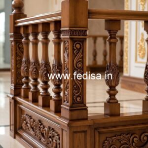 Modern Brass Wood Staircase Side Fence Ideas No-0477
