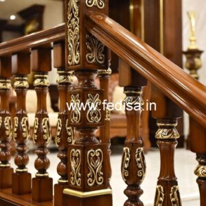 Decorative Brass Wood Interior Railings Collection No-0478