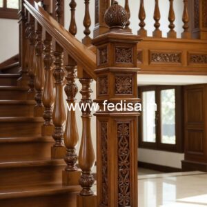 Stylish Brass Wood Staircase Decor Inspiration No-0480