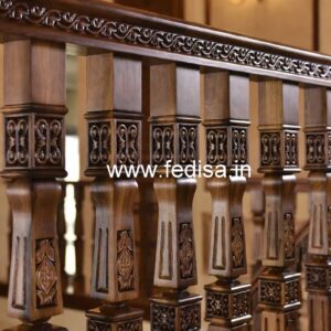 Premium Brass Wood Balcony Railings with Rich Finish No-0481
