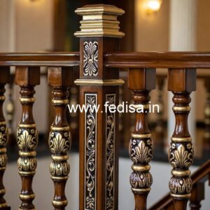 Modern Brass Wood Handrails for Stylish Homes No-0482