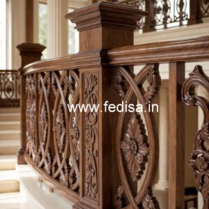 Luxury Brass Wood Balcony Design with Glass No-0485