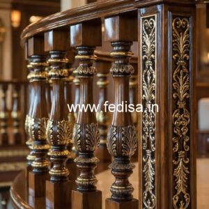Stylish Brass Wood Railings for Dream Homes No-0486