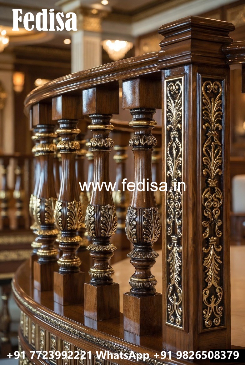 Stylish Brass Wood Railings for Dream Homes No-0486