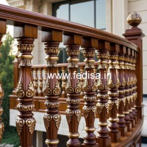 Stylish Brass Wood Staircase with Modern Finish No-0492