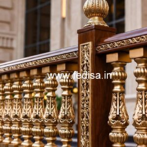 Premium Brass Wood Balcony Safety Fence Ideas No-0493