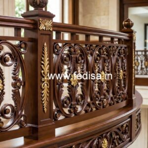 Elegant Brass Wood Handrail Collection for Interiors No-0494