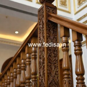 Elegant Brass Wood Staircase Fence Design No-0504