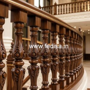 Decorative Brass Wood Interior Stair Railings No-0505