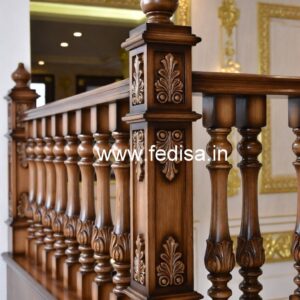 Modern Brass Wood Staircase with Glass Railings No-0507