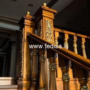 Decorative Brass Wood Staircase Handrail Inspiration No-0511