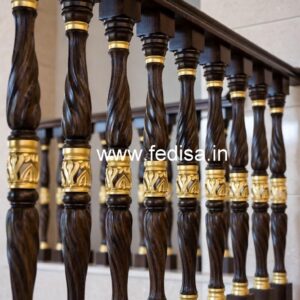 Modern Brass Wood Balcony Railings with Elegant Style No-0524