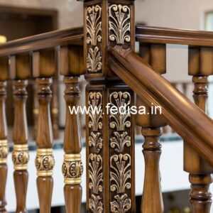 Luxury Brass Wood Staircase Side Railings No-0529