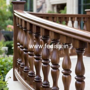 Elegant Brass Wood Railings with Decorative Pattern No-0532
