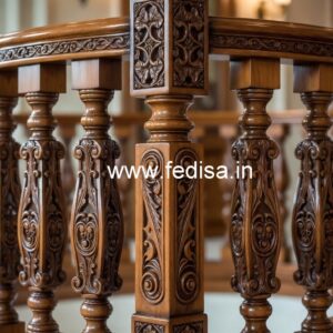Elegant Brass Wood Railings for Balcony Design No-0544