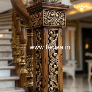 Modern Brass Wood Balcony Fence Collection No-0554