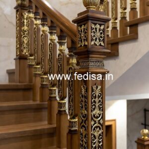 Luxury Brass Wood Railings for Contemporary Homes No-0559