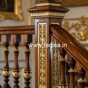 Modern Brass Wood Balcony Railings Inspiration No-0560