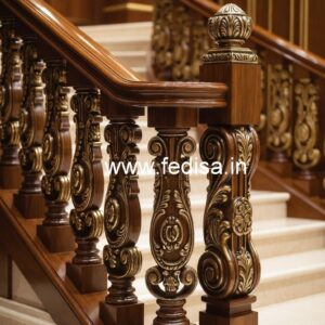 Elegant Brass Wood Handrails with Modern Touch No-0568