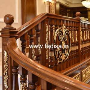 Elegant Brass Wood Balcony Safety Railings Collection No-0574