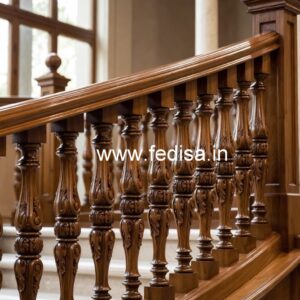 Stylish Brass Wood Balcony Railings with Artistic Finish No-0585