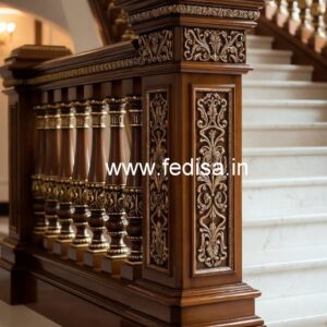 Elegant Brass Wood Staircase Handrails Collection No-0586