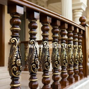 Elegant Brass Wood Balcony Collection for Modern Homes No-0592
