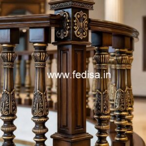 Premium Brass Wood Staircase Railings with Elegant Finish No-0593