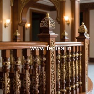 Elegant Brass Wood Handrail Design Inspiration No-0598