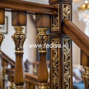 Decorative Brass Wood Staircase Decor for Luxury Villas No-0600