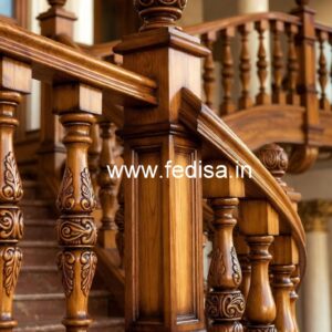 Luxury Brass Wood Balcony Railing Design No-0604